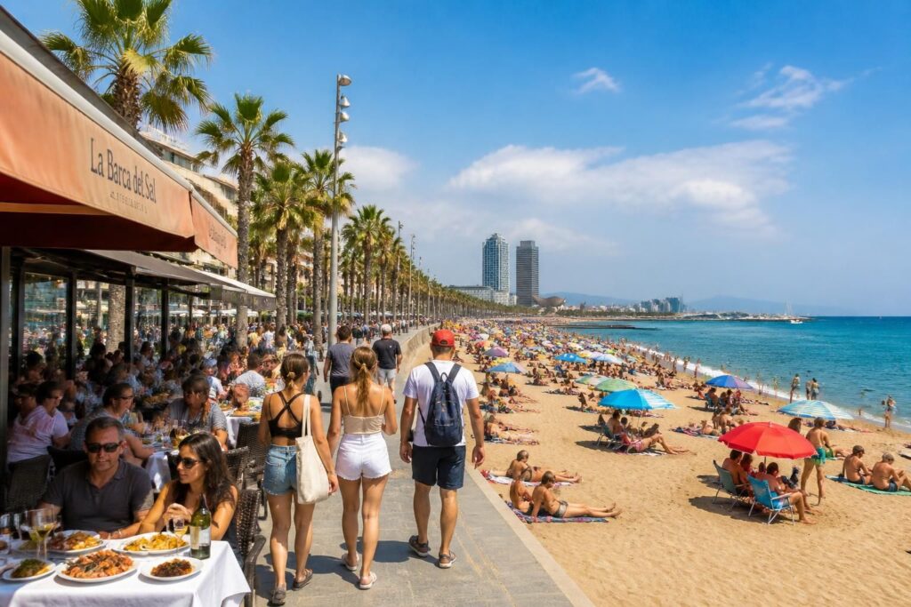 explorez barceloneta plage à barcelone : itinéraire détaillé, meilleurs restaurants locaux et ambiance balnéaire authentique pour une expérience inoubliable.