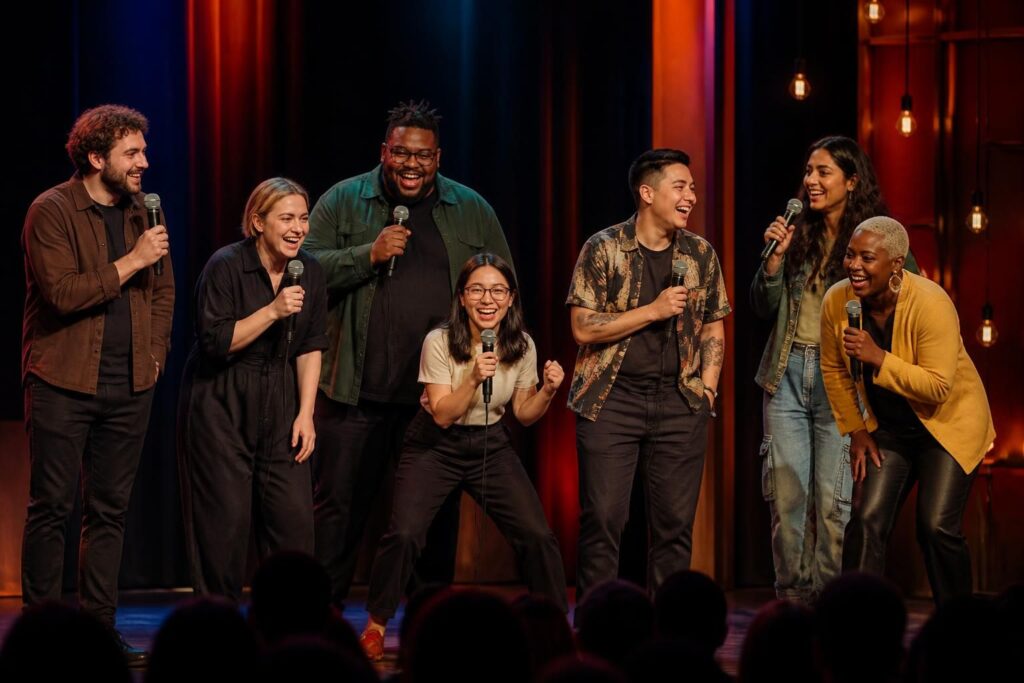 découvrez les humoristes canadiens à ne pas manquer, avec des talents hommes, femmes et issus de diverses communautés qui font vibrer la scène comique.