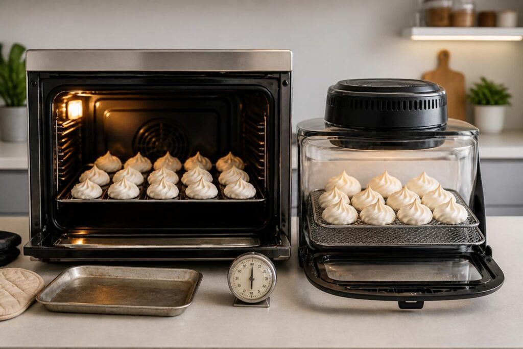 découvrez le temps de cuisson idéal pour vos meringues en fonction de la méthode choisie : four traditionnel ou air fryer, pour des résultats parfaits à chaque fois.