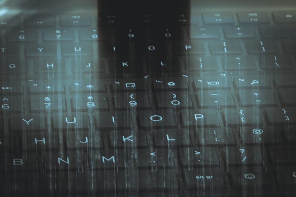 abstract computer keyboard letters and numbers