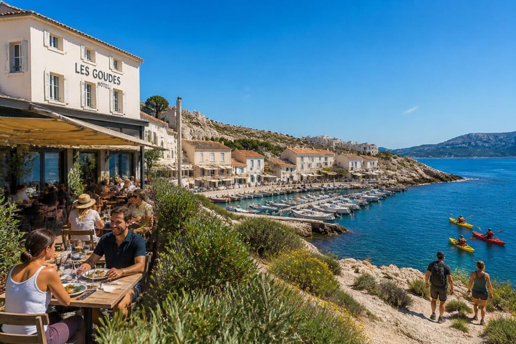 découvrez l'hôtel les goudes à marseille : profitez d'un séjour confortable, dégustez une cuisine savoureuse au restaurant et explorez de nombreuses activités pour un séjour inoubliable.