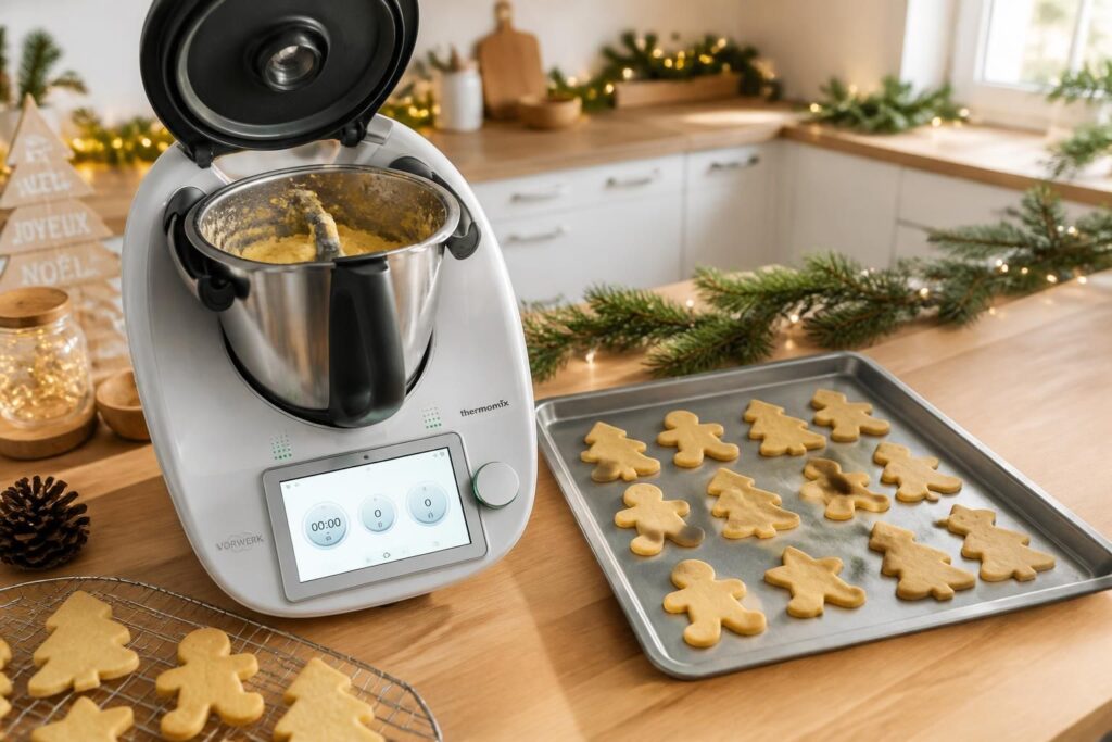 découvrez notre recette rapide de biscuits de noël au thermomix, des sablés délicieux sans temps de repos pour des fêtes gourmandes et faciles à préparer.