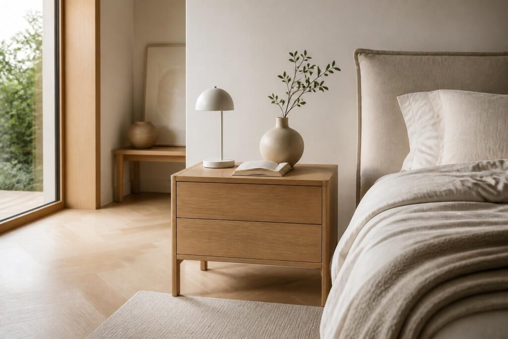 découvrez notre sélection de tables de chevet design en bois, aux styles italiens ou scandinaves, pour apporter une touche moderne et élégante à votre chambre.