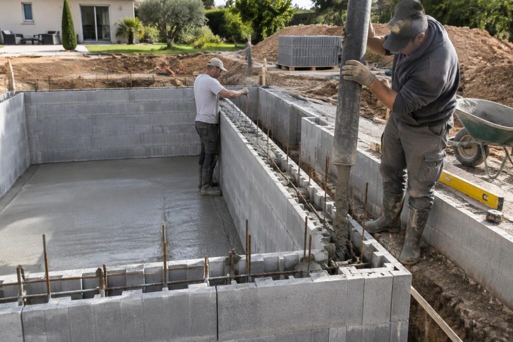 découvrez comment calculer le volume de béton à bancher pour vos blocs et piscines, et suivez nos conseils pratiques pour réussir la pose.